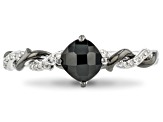 Enchanted Disney Villains Maleficent Ring Black Onyx & White Diamond Black Rhodium Over Silver