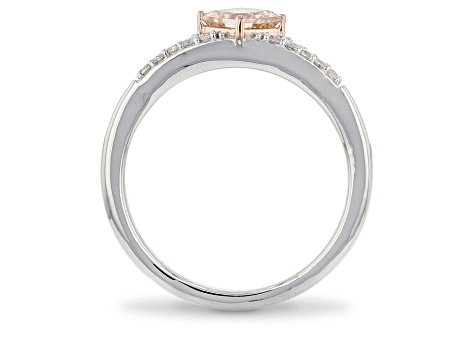 Enchanted Disney Aurora Ring Pink Morganite & White Diamond Rhodium & 14k Rose Gold Over Silver