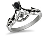 Enchanted Disney Villains Maleficent Ring Black Onyx & Diamond Black Rhodium Over Silver 0.47ctw