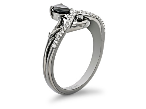 Enchanted Disney Villains Maleficent Ring Black Onyx & Diamond Black Rhodium Over Silver 0.47ctw