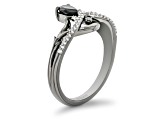 Enchanted Disney Villains Maleficent Ring Black Onyx & Diamond Black Rhodium Over Silver 0.47ctw