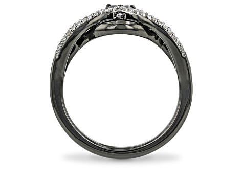 Enchanted Disney Villains Maleficent Ring Black Onyx & Diamond Black Rhodium Over Silver 0.47ctw