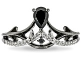 Enchanted Disney Villains Maleficent Ring Black Onyx & Diamond Black Rhodium Over Silver 0.47ctw