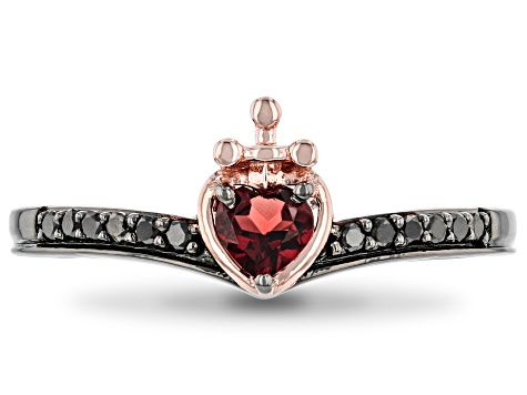 Enchanted Disney Villains Evil Queen Ring Garnet & Diamond Black Rhodium & 14k Rose Gold Over Silver