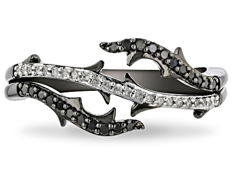 Enchanted Disney Villains Maleficent Ring Black & White Diamond Black Rhodium Over Silver 0.25ctw