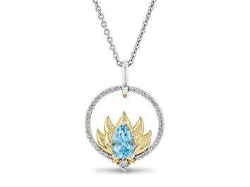 Picture of Enchanted Disney Jasmine Pendant Swiss Blue Topaz & Diamond Rhodium & 14k Yellow Gold Over Silver