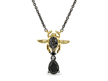 Picture of Enchanted Disney Villains Jafar Necklace Onyx & Diamond Black Rhodium & 14k Yellow Gold Over Silver