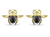 Enchanted Disney Villains Jafar Earrings Black Onyx & Black Diamond 14k Yellow Gold Over Silver