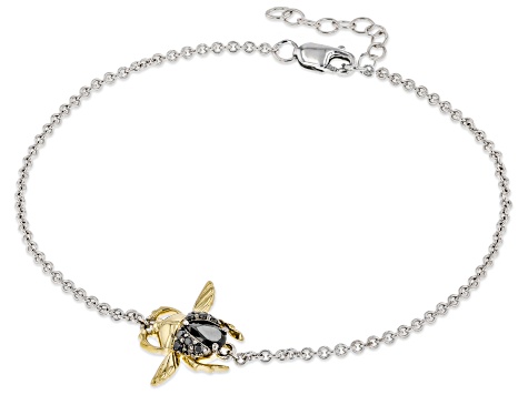 Enchanted Disney Villains Jafar Beetle Bracelet Onyx & Diamond Rhodium & 14k Yellow Gold Over Silver