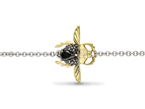 Enchanted Disney Villains Jafar Beetle Bracelet Onyx & Diamond Rhodium & 14k Yellow Gold Over Silver