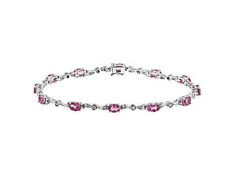Pink Tourmaline Sterling Silver Bracelet 4.17ctw