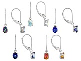 Multi Color Assorted Mystic Topaz® 5 Pairs Rhodium Over Silver Dangle Earrings Set 7.43ctw