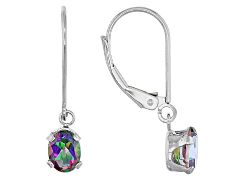 Multi Color Assorted Mystic Topaz® 5 Pairs Rhodium Over Silver Dangle Earrings Set 7.43ctw