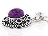 Purple Turquoise And Amethyst Sterling Silver Pendant With Chain .34ctw