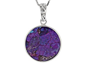 Purple Turquoise Sterling Silver Pendant With Chain