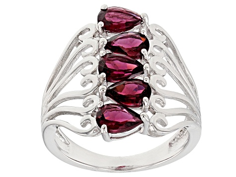 Raspberry Rhodolite Rhodium Over Sterling Silver Ring. 2.38ctw