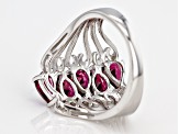 Raspberry Rhodolite Rhodium Over Sterling Silver Ring. 2.38ctw