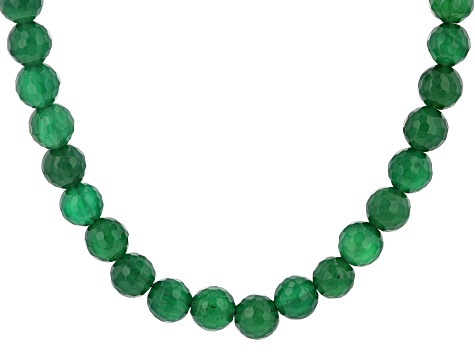 Green Onyx Necklace Natural Green Garnet Gemstone Necklace with Vermil Separators