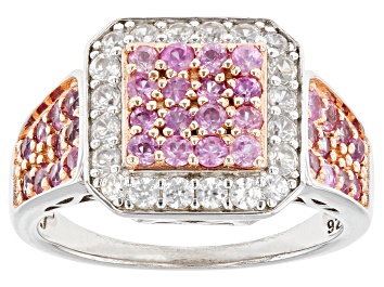 Picture of Pink Sapphire Rhodium and 18k Rose Gold Over Sterling Silver Ring 2.15ctw