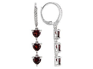 Picture of Red Garnet Rhodium Over Sterling Silver Dangle Earrings .53ctw