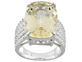 Yellow Labradorite Rhodium Over Sterling Silver Ring 9.35ct