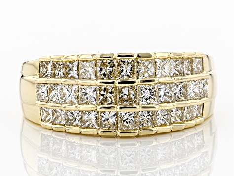 White Diamond 10K Yellow Gold Ring 1.45ctw