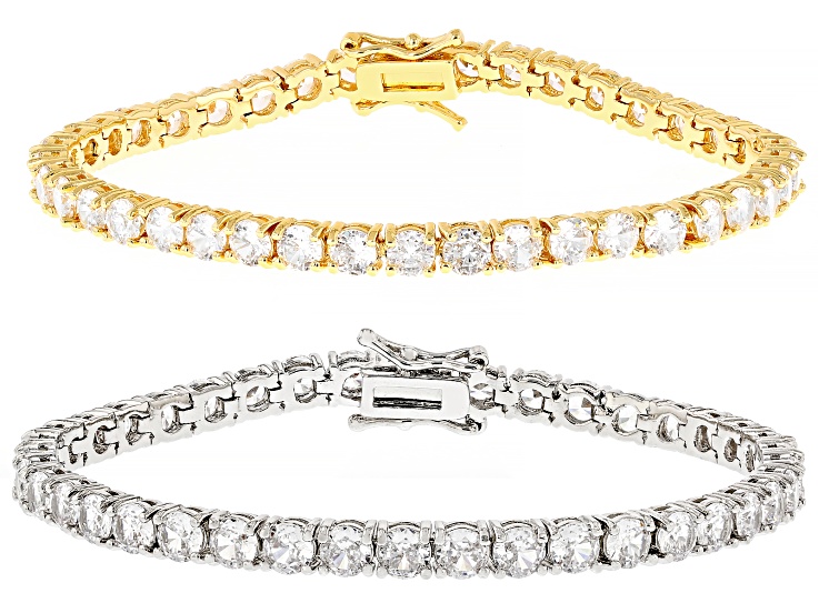 Bella Luce® 18.06ctw Diamond Simulant 18k Yellow Gold & Rhodium Over Brass Tennis Bracelet Set of 2