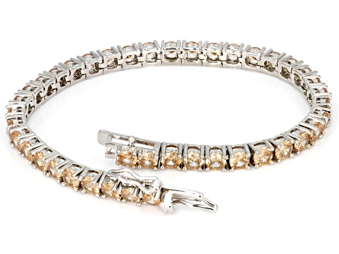Champagne Cubic Zirconia Rhodium Over Brass Tennis Set 45.82