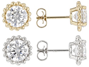 White Cubic Zirconia Platinum And 18k Yellow Gold Over Sterling Silver Earring Set 6.00ctw