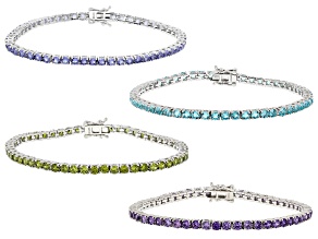 Purple Cubic Zirconia Rhodium Plated Tennis Bracelet 38.88ctw