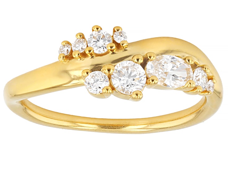 White Lab-Grown Diamond H SI 14K Yellow Gold Over Sterling Silver Ring 0.56ctw