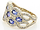 Blue Tanzanite With Candlelight Diamonds™ 10K Yellow Gold Ring 2.09ctw
