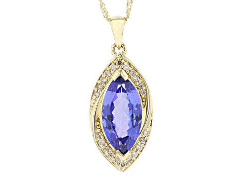 Blue Tanzanite 14k Yellow Gold Pendant with Chain 2.52ctw