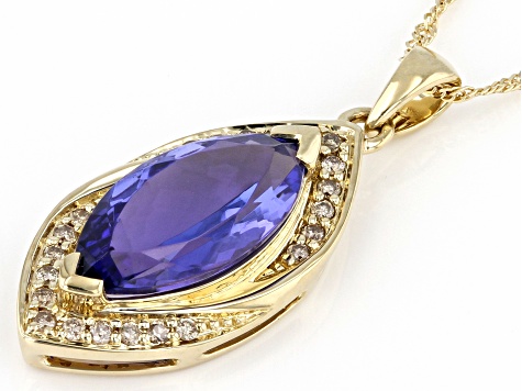 Blue Tanzanite 14k Yellow Gold Pendant with Chain 2.52ctw