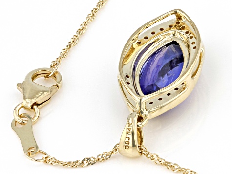 Blue Tanzanite 14k Yellow Gold Pendant with Chain 2.52ctw