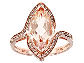 Picture of Pink Morganite with Champagne Diamonds 14K Rose Gold Ring 2.42ctw