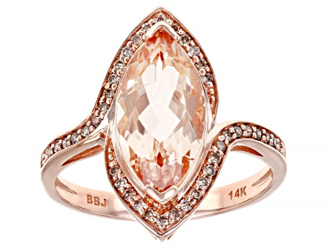 Pink Morganite with Champagne Diamonds 14K Rose Gold Ring 2.42ctw