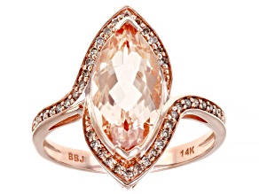 Pink Cor-De-Rosa Morganite™ With Champagne Diamonds 14K Rose Gold Ring 2.42ctw