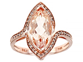 Pink Morganite with Champagne Diamonds 14K Rose Gold Ring 2.42ctw