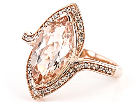 Pink Morganite with Champagne Diamonds 14K Rose Gold Ring 2.42ctw