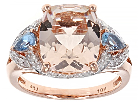 Peach Cor-de-Rosa Morganite(TM) 10k Rose Gold Ring 4.38ctw