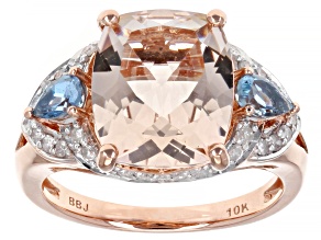 Peach Cor-de-Rosa Morganite(TM) 10k Rose Gold Ring 4.38ctw