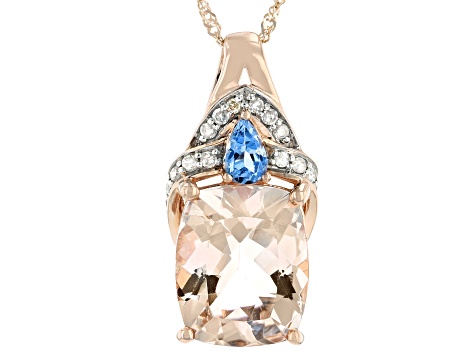 Pink Cor-de-Rosa Morganite 10K Rose Gold Pendant With Chain 4.07ctw