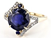 Mahaleo® Blue Sapphire With White Diamond Accent 10K Yellow Gold Ring 5.32ctw