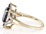 Mahaleo® Blue Sapphire With White Diamond Accent 10K Yellow Gold Ring 5.32ctw