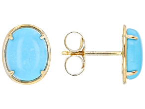 Blue Sleeping Beauty Turquoise 14K Yellow Gold Stud Earrings