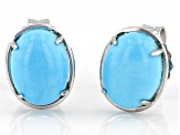 Blue Sleeping Beauty Turquoise Rhodium Over 14k White Gold Earrings