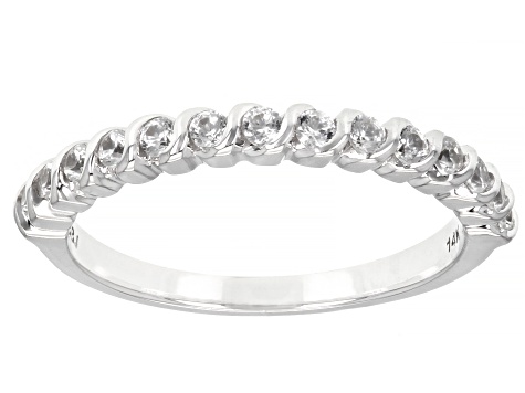 White Zircon Rhodium Over 14K White Gold Band Ring 0.41ctw