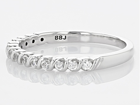 White Zircon Rhodium Over 14K White Gold Band Ring 0.41ctw