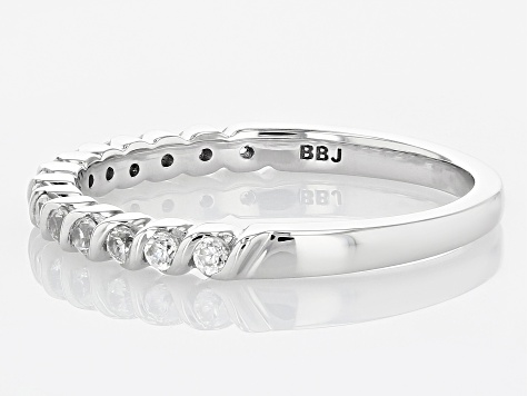 White Zircon Rhodium Over 14K White Gold Band Ring 0.41ctw